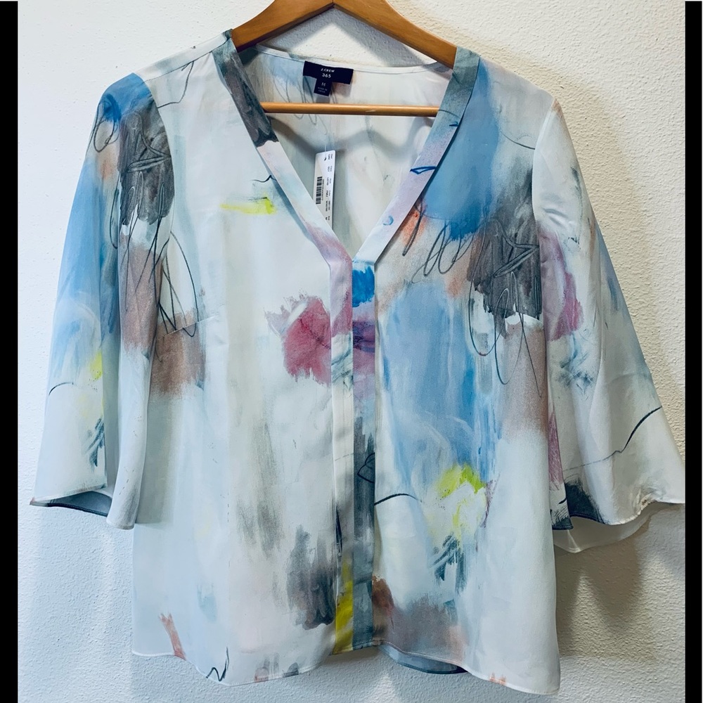 J.Crew silk popover top SzM